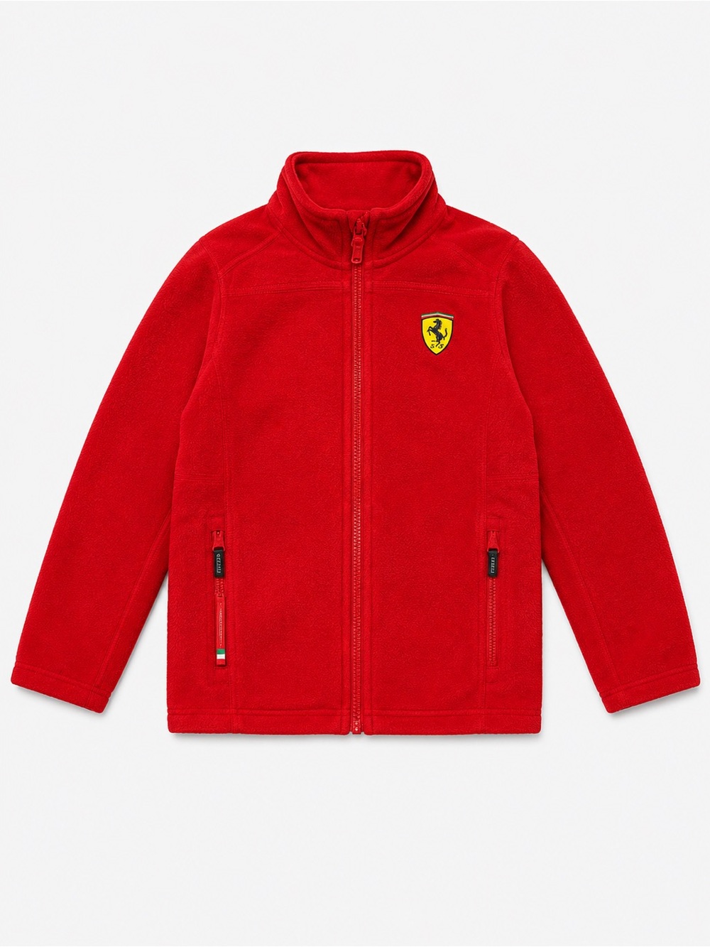 Ferrari Red Kids Full-Zip Fleece Jacket with Shield Patch